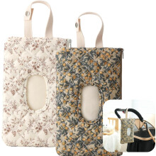 Floral Quilted Baby Wipe Holder & Diaper Caddy Pouch – Portable Travel Organizer for Strollers, Diaper Bags | Compact Reusable Wipes Case (White +