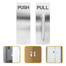 Door Push Pull Handle Stainless Steel Plated Silver