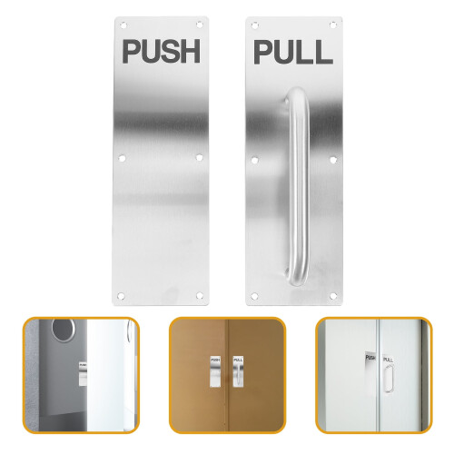 Door Push Pull Handle Stainless Steel Plated Silver