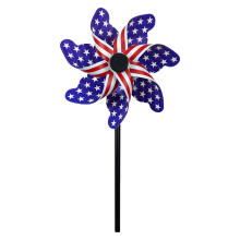 Plastic Independence Day 8-Leaf Wind Spinner – Red, White & Blue Patriotic Garden Decoration for Lawn, Yard & Kids’ Summer Play (Compatible with