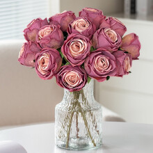 Purple Artificial Roses – Fake Floral Bouquet for Home, Wedding, Valentine’s Day & Table Centerpieces