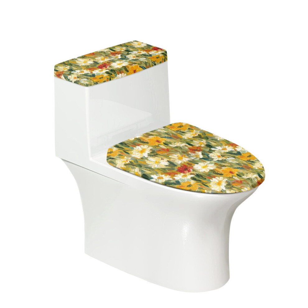 Toilet Lid Covers Set Adjustable Fit Soft Floral Pattern 900223781697
