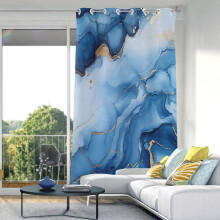 Blue Golden Marble Blackout Curtains 84x52 Inch Thermal