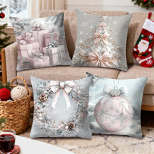 Housse de coussin de Noël en lin 45 x 45 cm