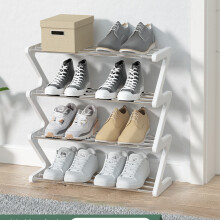 Étagère à chaussures en Z à 4 niveaux en acier inoxydable 51 x 45 x 19 cm