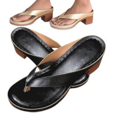 Damen-Sandalen mit Blockabsatz in Unifarben für den Sommer