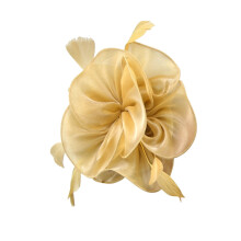 Women's Vintage Feather Fascinator Hair Clip Gold
