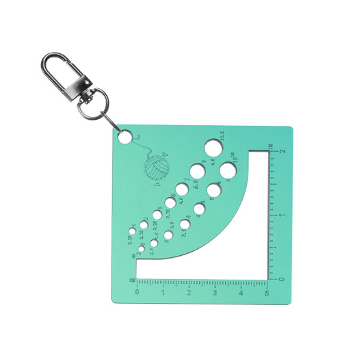 Knitting Needle Gauge Ruler with Carabiner Keyring