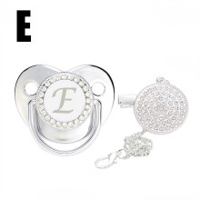 Nrmvnmi Baby Pacifier and Clips with Rhinestones Silver Bling 26 Letters Initials Personalized Baby Infant Newborn Pacifier