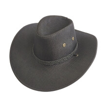 Chapeau de cowboy western en paille pour homme, à larges bords et avec sangle