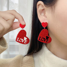 Heart Earrings for Women Red Plastic Dangle Lightweight
