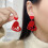 Heart Earrings for Women Red Plastic Dangle Lightweight 1