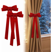 Sujetador de cortina navideño de terciopelo rojo con lazo de 19,7 x 15,7 pulgadas.