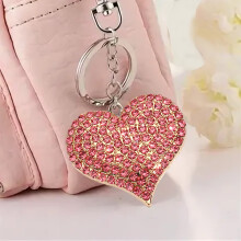 1 PCS Rhinestone Heart Keychain Glitter Crystal Heart Lock Key Ring Bling Love Purse Pendant Charm Valentine's Day Gift