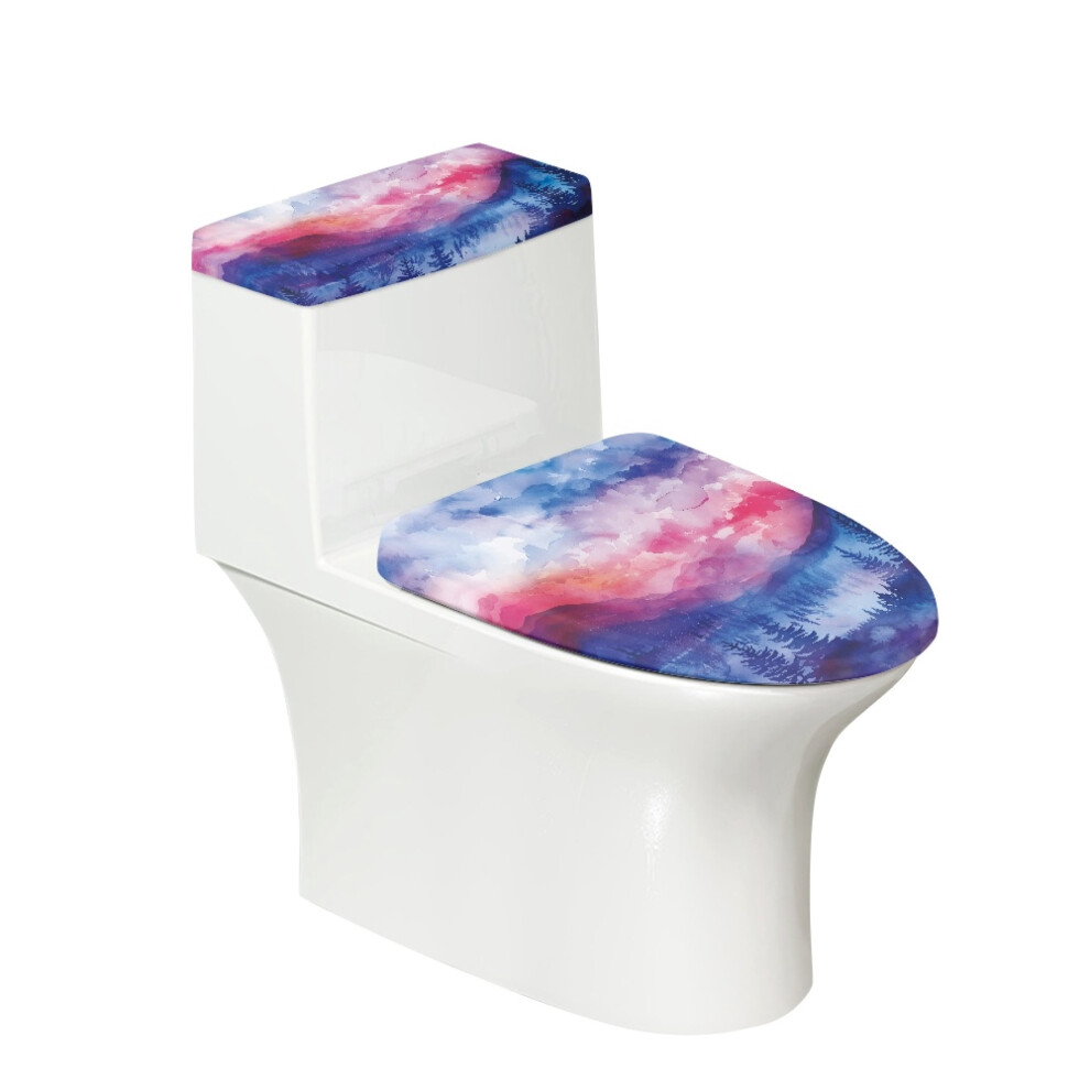 Toilet Lid Cover Polyester Space Forest Pattern Stretch Fit 913466151127