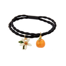 Fruit Hair Rope Headband with Orange Flower Design