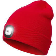 Kindermuts met LED-hoofdlamp, oplaadbaar via USB.