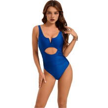 Costum de baie pentru femei, cu control al abdomenului, monokini push-up, albastru, M
