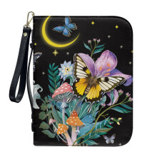 Butterfly Lily Moon Mushroom PU Leather Bible Cover 1 Size