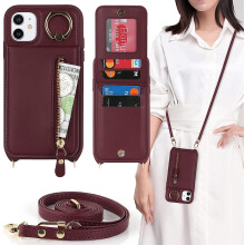iPhone 11 bordeauxrode portemonneehoes voor dames met kaartsleuven