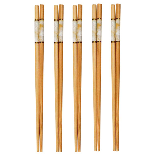 Baguettes en bambou réutilisables, 5 paires, 24 cm