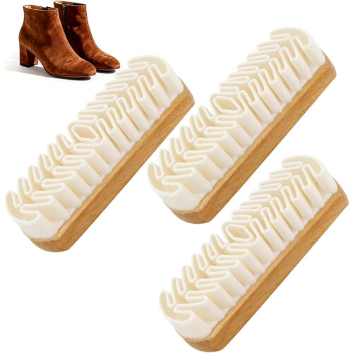 Rubber Shoe Brush for Suede 1pc Wooden Handle