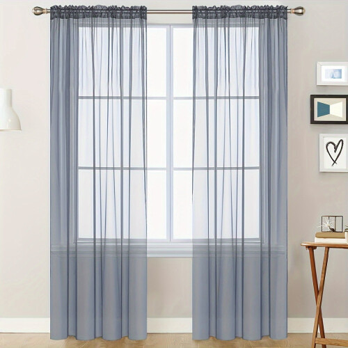 Sheer Linen Textured Voile Curtains 1 Panel Rod Pocket