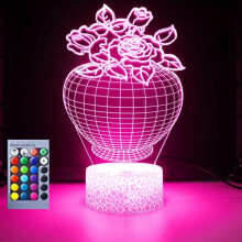 3D bloemen nachtlampje met 16 veranderende kleuren, werkt op USB.