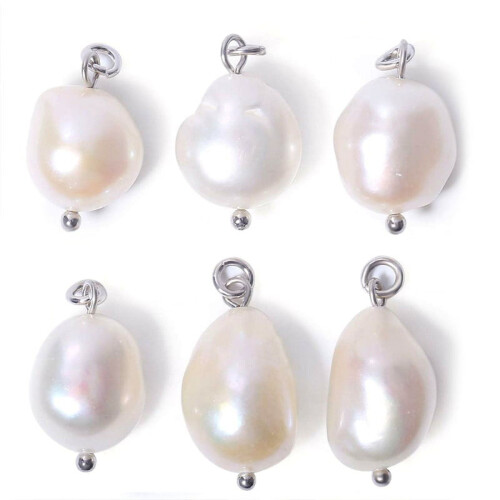 Freshwater Pearl Charms Irregular Pendant Beads 6 pcs
