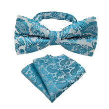 Men's Floral Weave Pre-Tied Bow Tie and Pocket Square Set