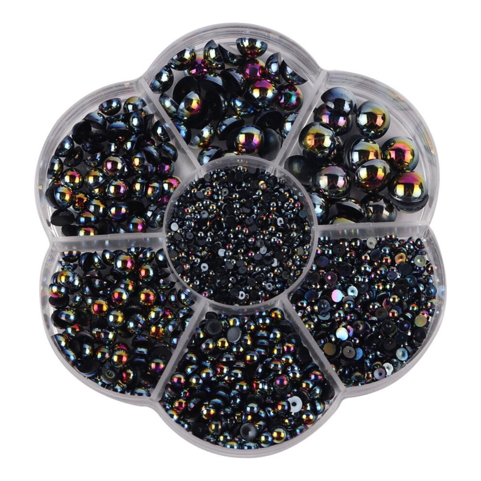 Flat Back Pearl Beads Resin Ab 2800 Pcs 2Â10Mm White 974856130733
