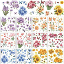 Flower Rub-on Transfers DIY Crafts 12 pcs 14x14 cm