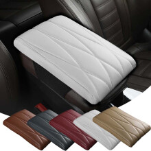 Housse de coussin d'accoudoir de voiture en PU avec oreiller intérieur imperméable beige