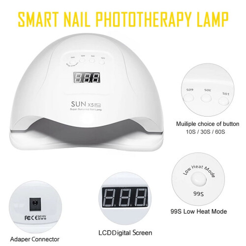 UV LED-nagellampa för gellack, 80W, vit