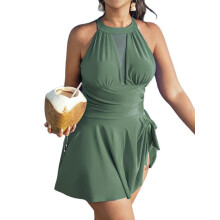 Maillot de bain gainant grande taille pour femme, vert, taille L