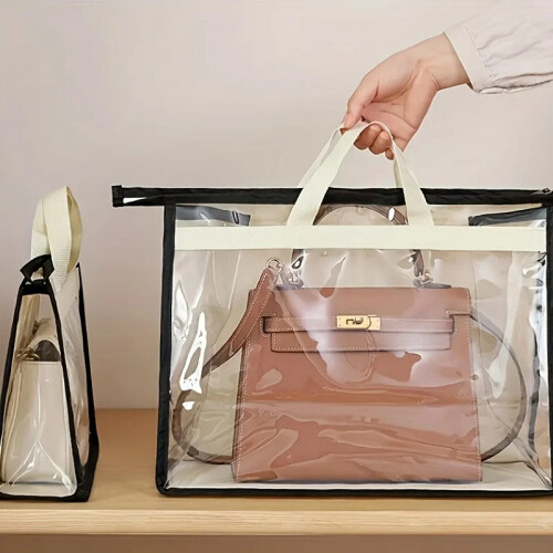 Sac à main transparent avec fermeture éclair et crochet de suspension 2