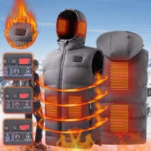 Gilet chauffant USB gris XXXL avec chauffage en fibre de carbone Ă 6 zones