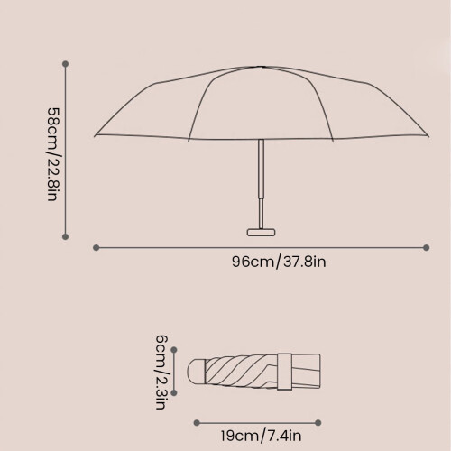 Mini umbrelă de călătorie cu husă – rezistentă la UV și 2