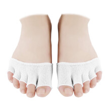 Women's White Cotton Toe Socks 4 Pair Breathable