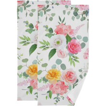 Floral Hand Towel Set 2 pcs 28.3x14.4 in Soft Pink Rose