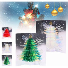 Cartões de Natal 3D Pop-Up com Árvore de Glitter e Envelopes