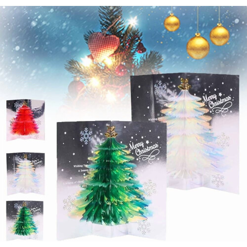 Cartões de Natal 3D Pop-Up com Árvore de Glitter e Envelopes