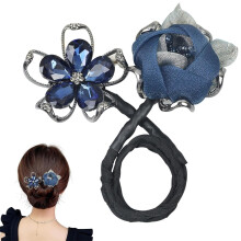 Rhinestone Flower Hair Clip Ocean Blue Whale Tail Design