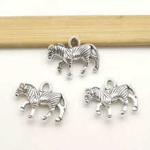 Zebra Charms Pendant Antique Silver 50 pcs 12x15mm