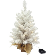 Mini albero di Natale floccato da 24 pollici con 50 LED bianco caldo