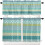 Boho Kitchen Curtain Set Geometric Stripes Teal Blue Green 1