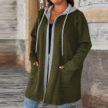 Damen-Windjacke in Übergröße mit Kapuze, lockere Passform, lange Ärmel