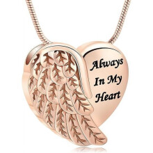Cremation Heart Urn Necklace for Women and Men with Angel