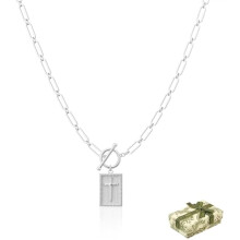 Dainty Nail Cross Necklace Silver Paperclip Chain Unisex