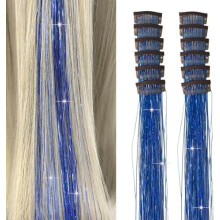 Clip-in haarextensies 20 inch blauw feeëntinsel 10 kleuren